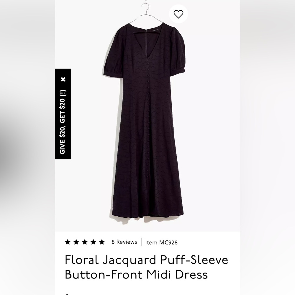 Madewell Floral Jacquard Puff-Sleeve Button-Front MIDI Dress